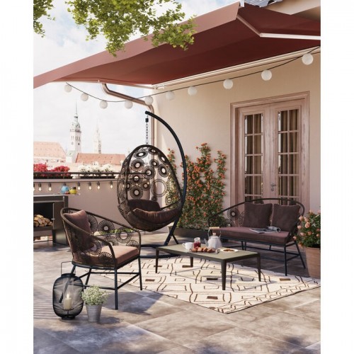 Fauteuil suspendu extérieur IBIZA tressage brun KARE Design — mise en situation sur une terrasse (6)