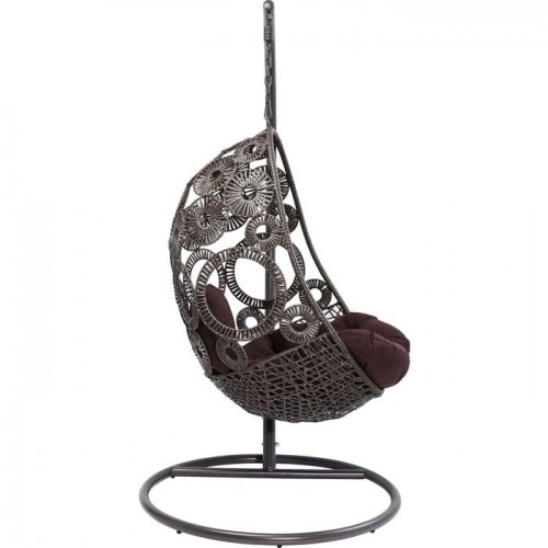 Cadeira suspensa exterior IBIZA trama castanha KARE Design — perfil lateral do candeeiro