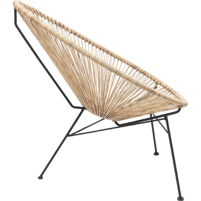 Sillón de jardín SPAGHETTI NATURE asiento tejido natural KARE Design — perfil lateral de la lámpara