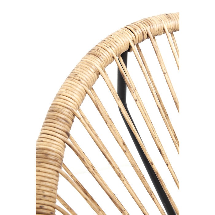 Poltrona da giardino SPAGHETTI NATURE seduta intrecciata naturale KARE Design — giunzione telaio nero e seduta