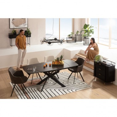 Mesa extensible negra 120-180 cm TWIST 2