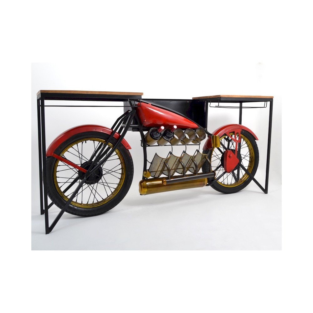 Rote Barkonsole im Motorraddesign 180 cm ARTISAN