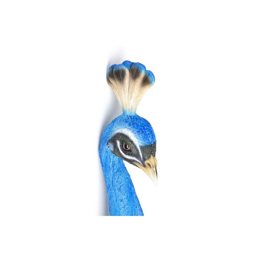 Decorazione da parete PAON pavone blu KARE Design — dettaglio della testa dell’uccello