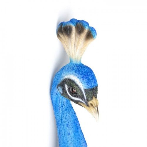 Wanddekoration PAON blauer Pfau KARE Design — Detail des Vogelkopfs