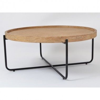 TIFFANY round wood and metal coffee table