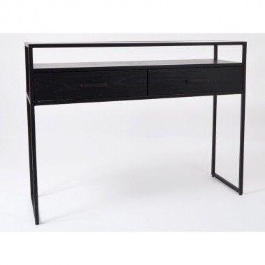 AMANDA wooden glass console 2 drawers