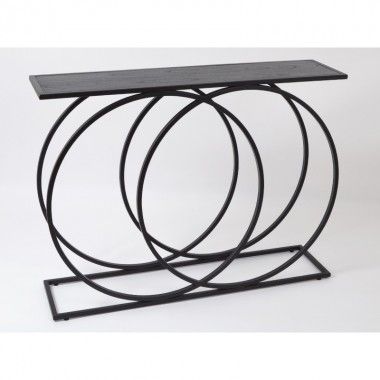 Houten metalen console 4 cirkels 120 cm AMANDA