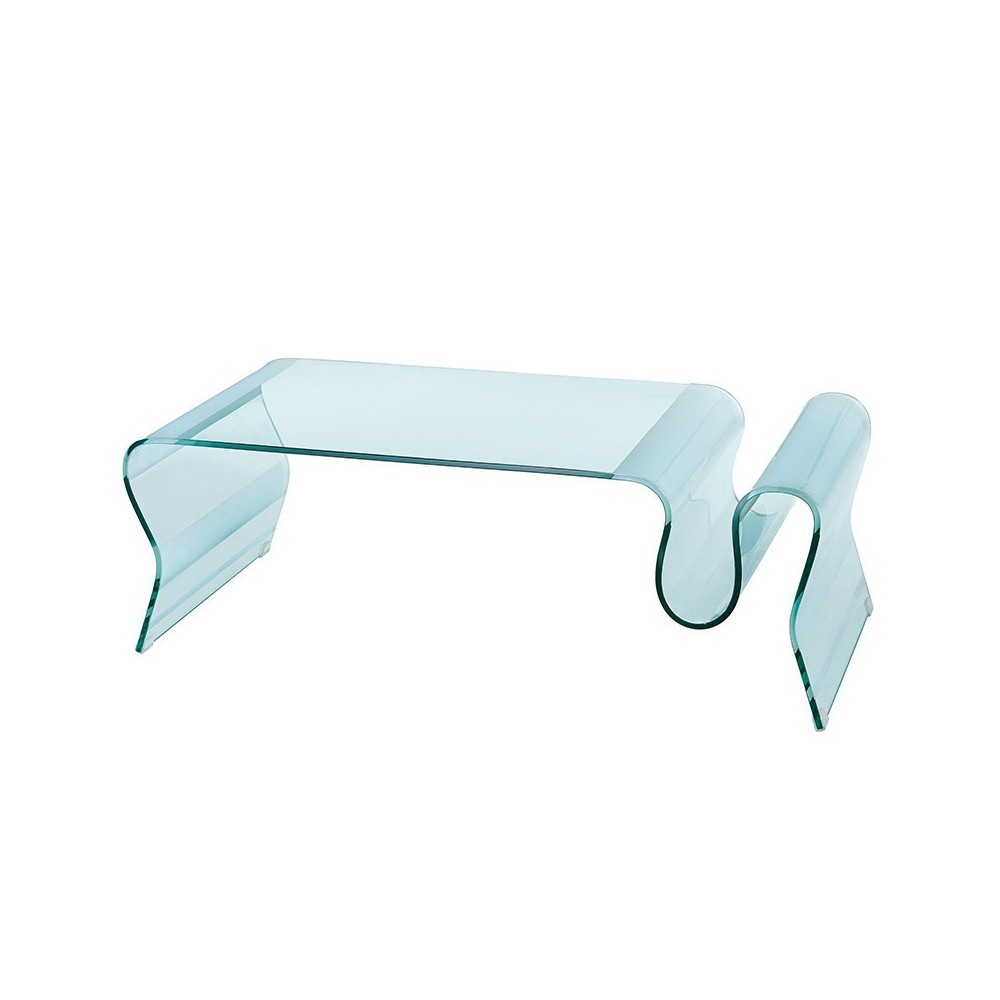 Mesa de centro curva de vidro 130 cm INFINITY