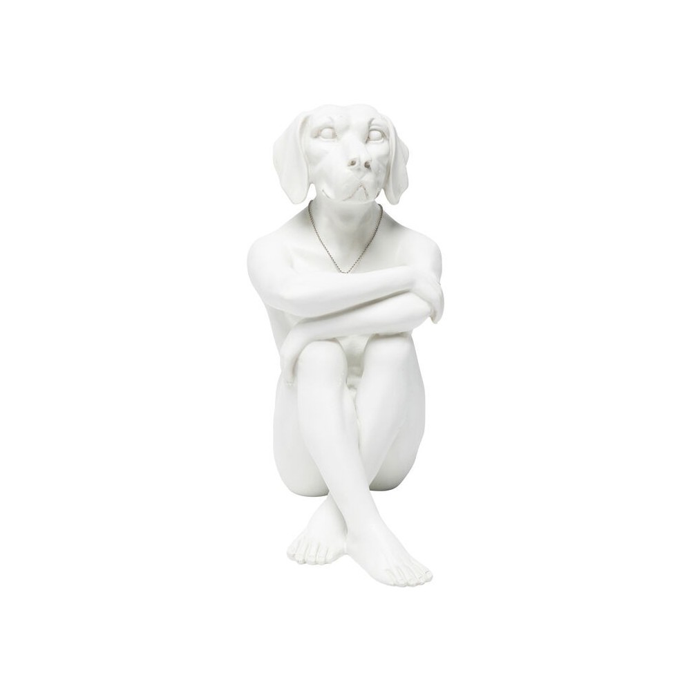 Estatueta GANGSTER DOG creme KARE Design — figura inteira frontal, pernas cruzadas