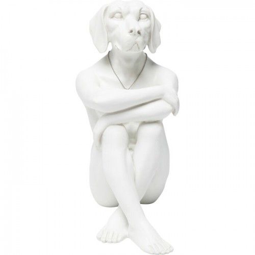 Estatueta GANGSTER DOG creme KARE Design — figura inteira frontal, pernas cruzadas
