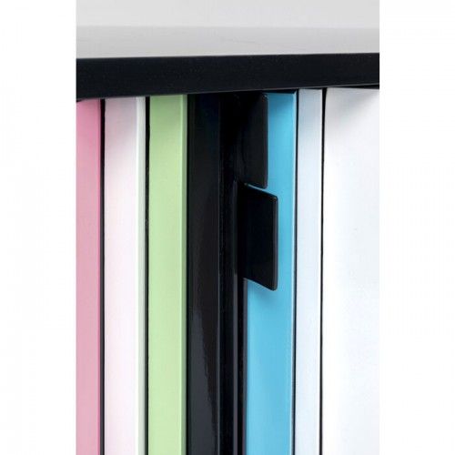Aparador CONCERTINA frente multicolor KARE Design — união da estrutura preta e assento
