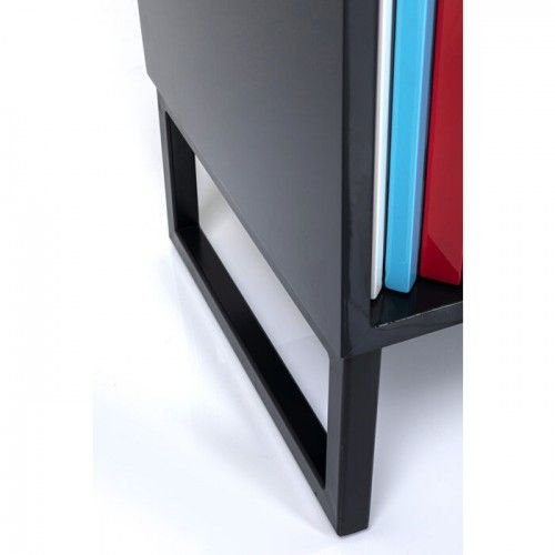 Buffet CONCERTINA façade multicolore KARE Design — détail du piètement noir et du plateau