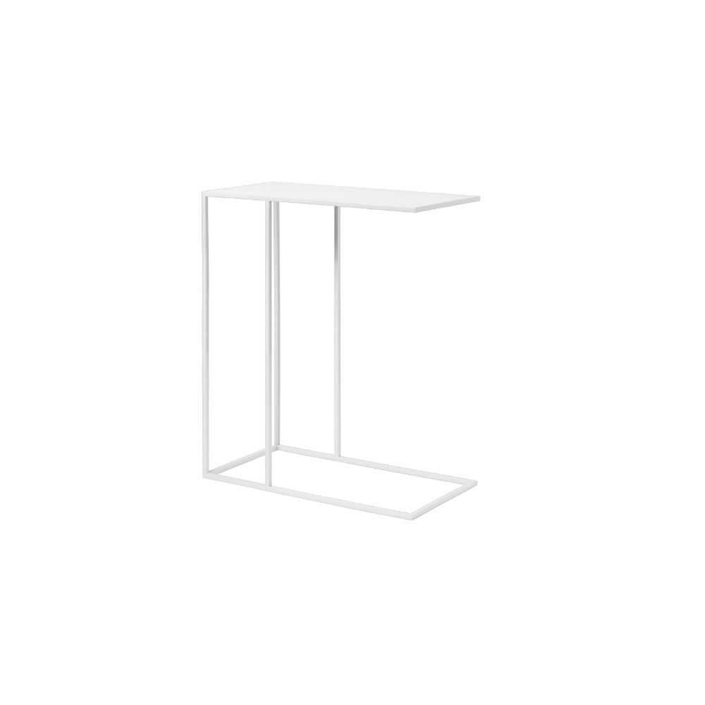 Mesa de apoio FERA branco Blomus — vista frontal e silhueta completa