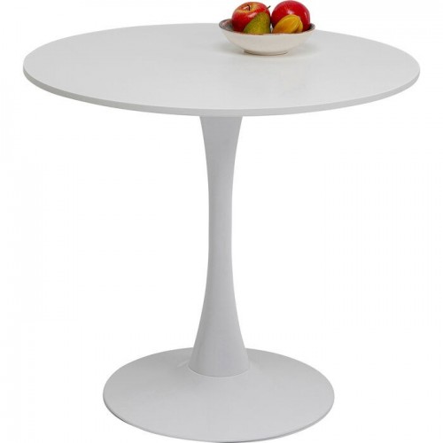 Tavolo da pranzo SCHICKERIA bianca con base a tulipano KARE Design — vista frontale e sagoma completa
