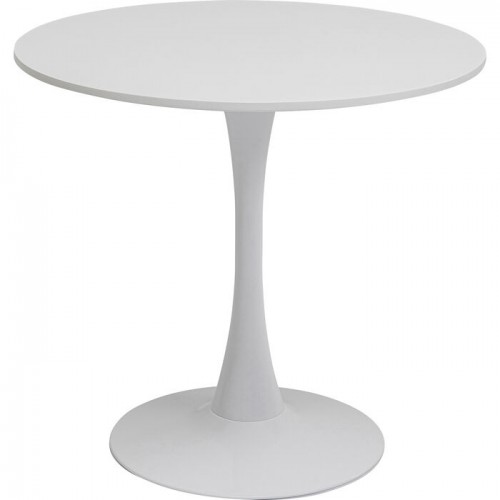 Mesa de comedor SCHICKERIA blanca con pie tulipán KARE Design — vista frontal y silueta completa (8)