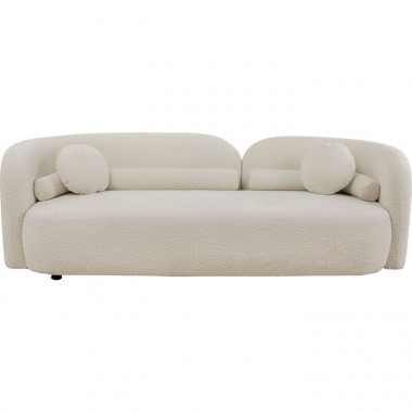 Sofá KELLY tecido bouclé creme KARE Design — vista frontal e silhueta completa