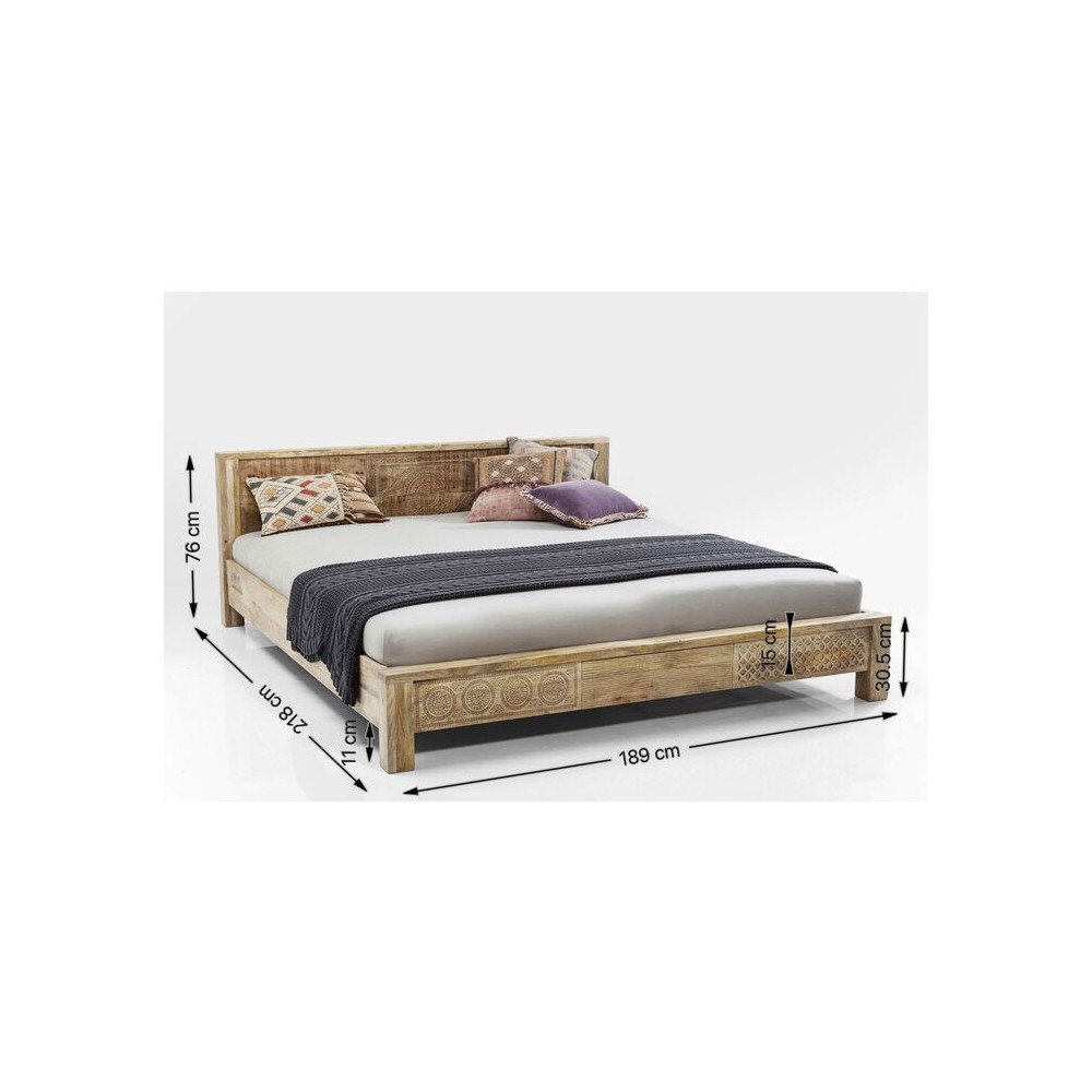 Bed 180 cm ethnic light wood PURO Kare design - 5