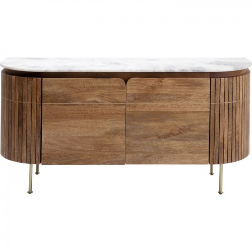 Aparador GRACE mangueira canelada e mármore branco KARE Design — produto completo em fundo claro