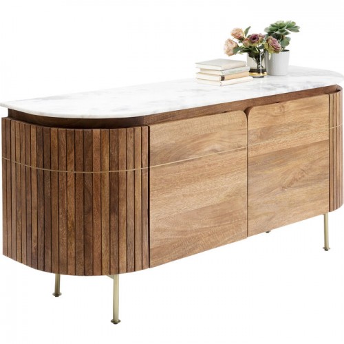 Sideboard GRACE geripptes Mangoholz und weißer Marmor KARE Design — andere Ansicht der Form