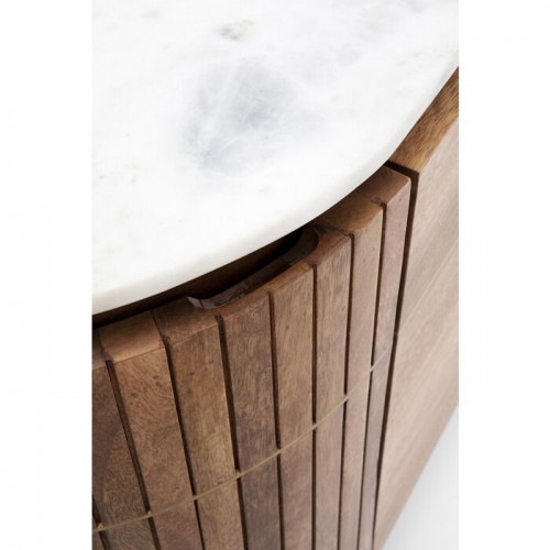 Sideboard GRACE geripptes Mangoholz und weißer Marmor KARE Design — gerippte Holzfront