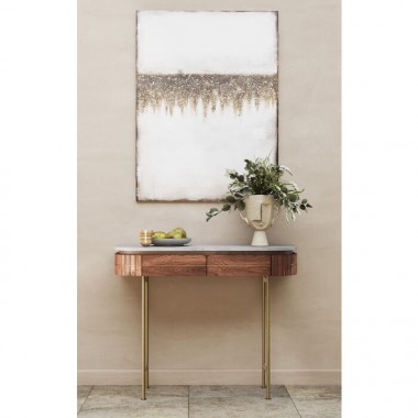 Console GRACE manguier nervuré et marbre blanc KARE Design — vue de face et silhouette complète 2