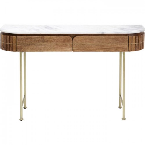 Consola GRACE mango acanalado y mármol blanco KARE Design — producto completo sobre fondo claro