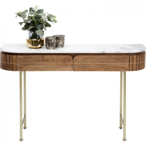 Consola GRACE mango acanalado y mármol blanco KARE Design — producto completo sobre fondo claro (4)