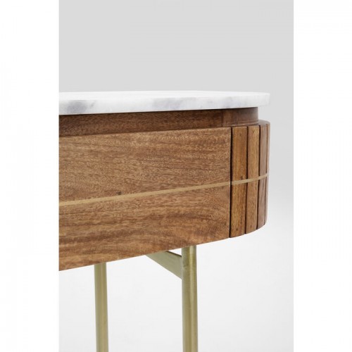 Consola GRACE mangueira canelada e mármore branco KARE Design — frente em madeira canelada (10)