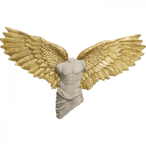 Decoración mural GUARDIAN homme alas doradas y busto claro KARE Design — busto alado de frente