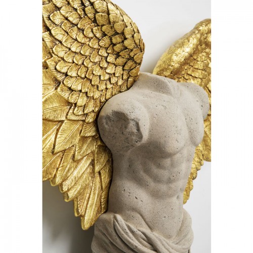 Decorazione da parete GUARDIAN homme ali dorate e busto chiaro KARE Design — rilievo delle ali dorate