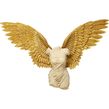 Decoración mural GUARDIAN femme alas doradas y busto claro KARE Design — busto alado de frente