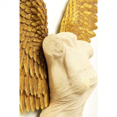 Decoración mural GUARDIAN femme alas doradas y busto claro KARE Design — busto alado de frente 2