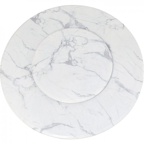 Mesa de jantar LUCIA grés branco marmoreado e latão KARE Design — detalhe da superfície do tampo