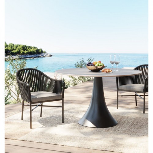 Mesa de cerâmica e pé de tulipa preto 110cm grande possibilita Kare design - 3
