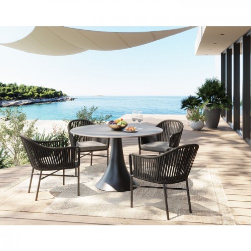 Mesa de cerâmica e pé de tulipa preto 110cm grande possibilita Kare design - 2