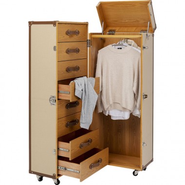 Mobile bar VENEZIA legno chiaro e tessuto beige KARE Design — baule guardaroba chiuso 2