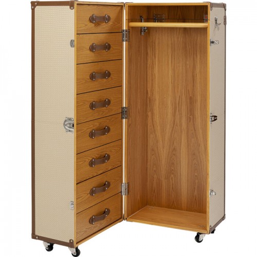 Barmeubel VENEZIA licht hout en beige stof KARE Design — open koffer met opbergruimte (6)