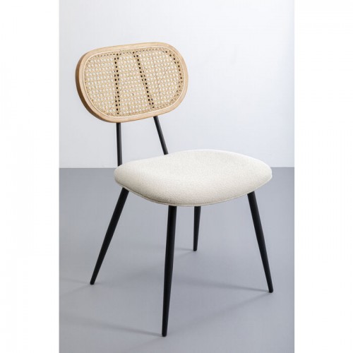 Eetkamerstoel ROSALI licht hout en beige stof KARE Design — andere kijkhoek op de vorm