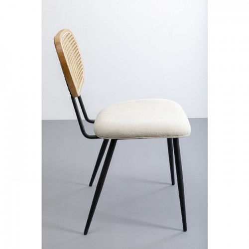 Cadeira de jantar ROSALI madeira clara e tecido bege KARE Design — perfil lateral do candeeiro