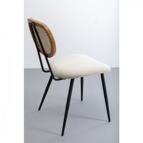 Dining chair ROSALI pale wood and beige textile KARE Design — alternate angle on the shape (4)