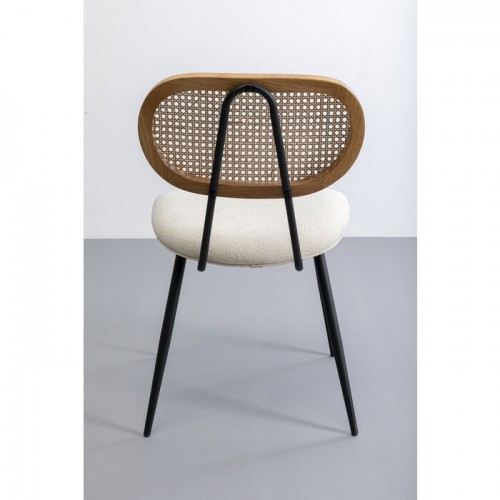 Dining chair ROSALI pale wood and beige textile KARE Design — rear view