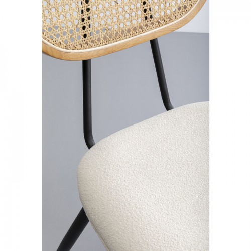 Silla de comedor ROSALI madera clara y tejido beige KARE Design — detalle del tejido del asiento
