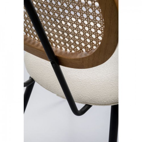 Silla de comedor ROSALI madera clara y tejido beige KARE Design — unión de estructura negra y asiento