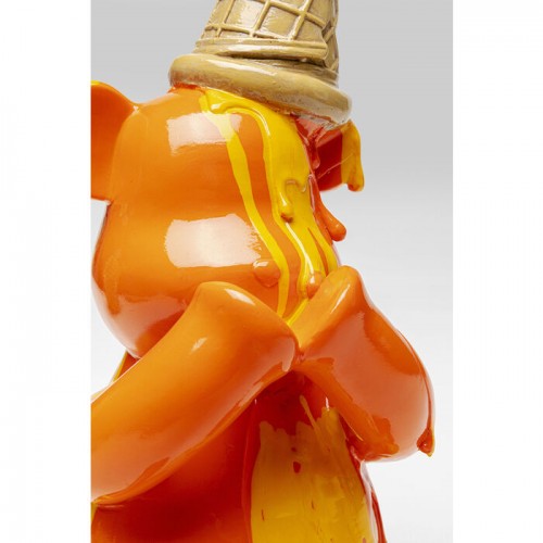 Decoratief beeld GELATO oranje beer in hoorntje KARE Design — oranje beer van voren (7)
