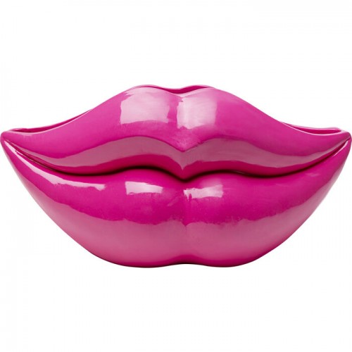 Vaso decorativo LIPS labbra rosa acceso KARE Design — labbra rosa frontali
