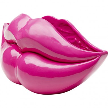 Vaso decorativo LIPS labbra rosa acceso KARE Design — labbra rosa frontali 2