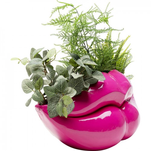 Vaso decorativo LIPS lábios rosa vivo KARE Design — vaso com plantas para ilustração (5)