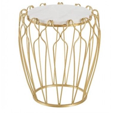 Mesa lateral de oro blanco mármol 54cm SALON IXIA - 1
