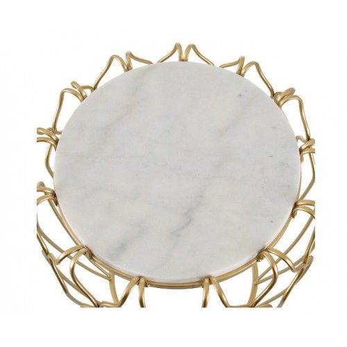 Side table white gold marble 54cm SALON IXIA - 5