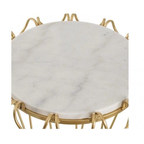 Side table white gold marble 54cm SALON IXIA - 6